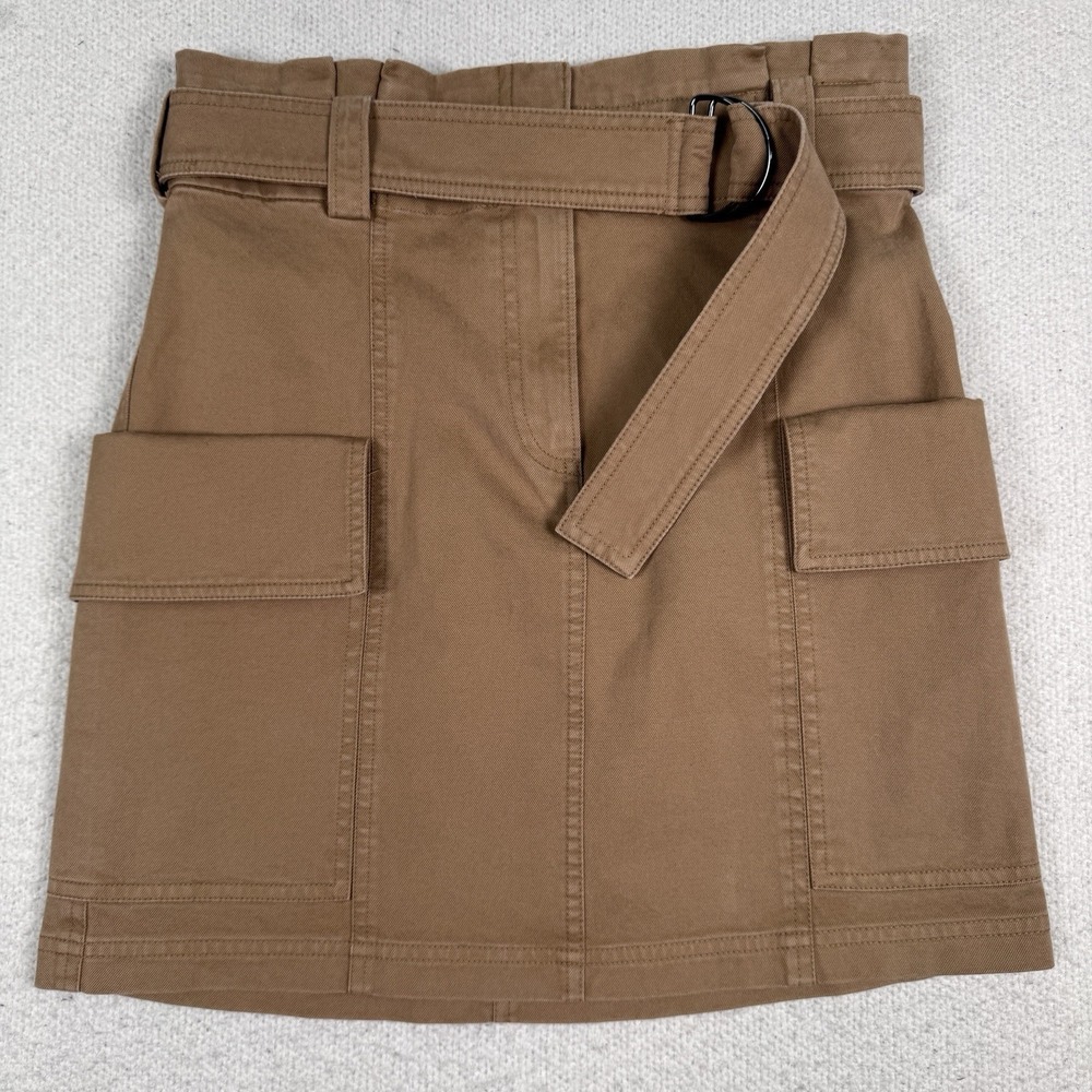 A.L.C. Mini Skirt Womens 4 Brown Belted Utility Cargo‎ Cotton Blend Stretch